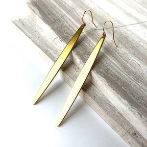 14K gold/sterling silver Long bar Earrings ~NWT
